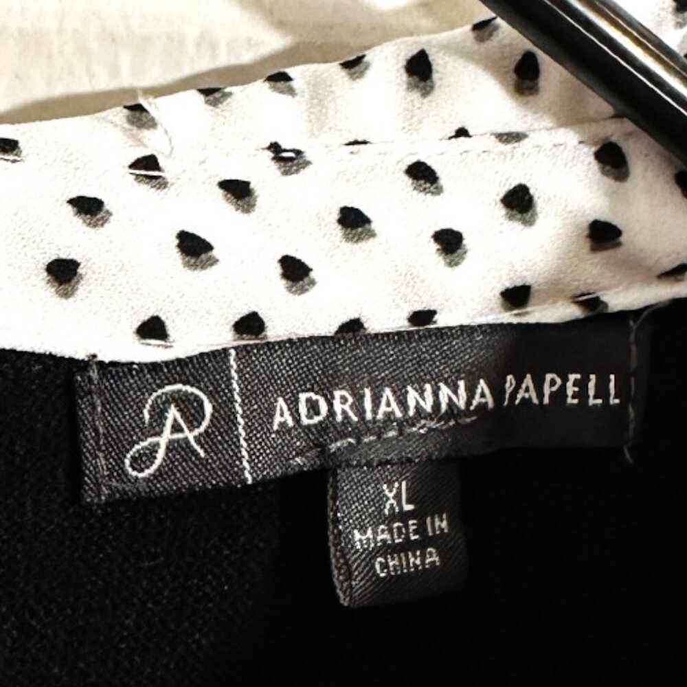 NWOT Adrianna Papell Black Layered Sweater With Dotted Collar Size XLg Academia - Picture 6 of 11